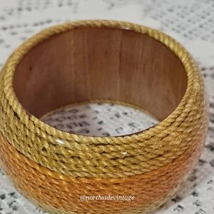 MCM Vintage 70s Twine Wood And Resin/acrylic Bangle